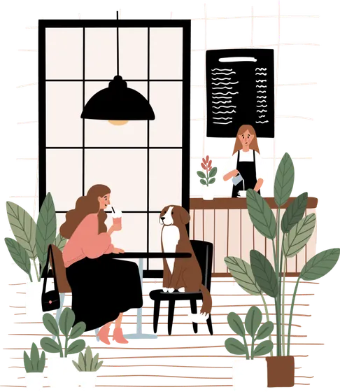 Illustration: Verträge im Café
