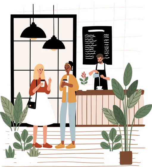 Illustration: Management im Café
