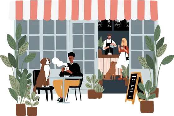 Illustration: Management im Café