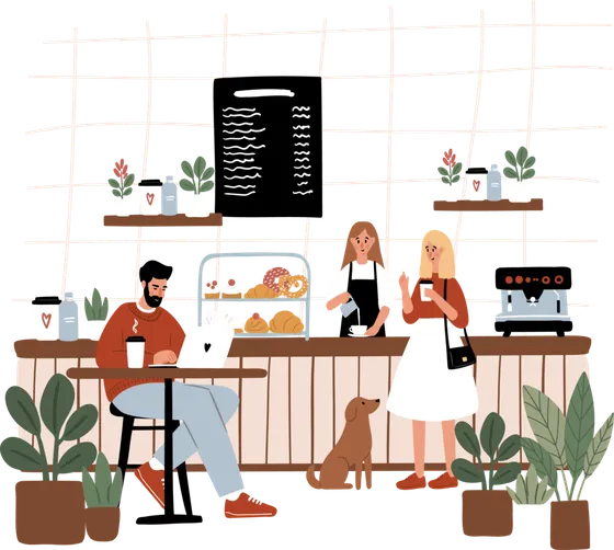 Illustration: Zahlen & Buchhaltung im Café